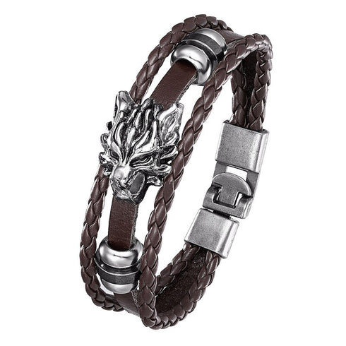Bracelet Loup en Cuir